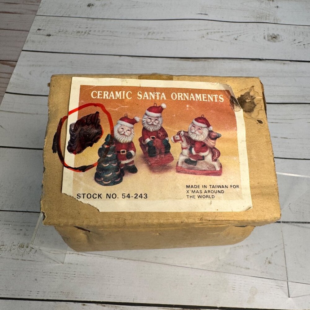 Vintage Ceramic Santa Ornaments Set Of 3 Xmas Around the World - Sleigh Tree & R - Picture 7 of 7